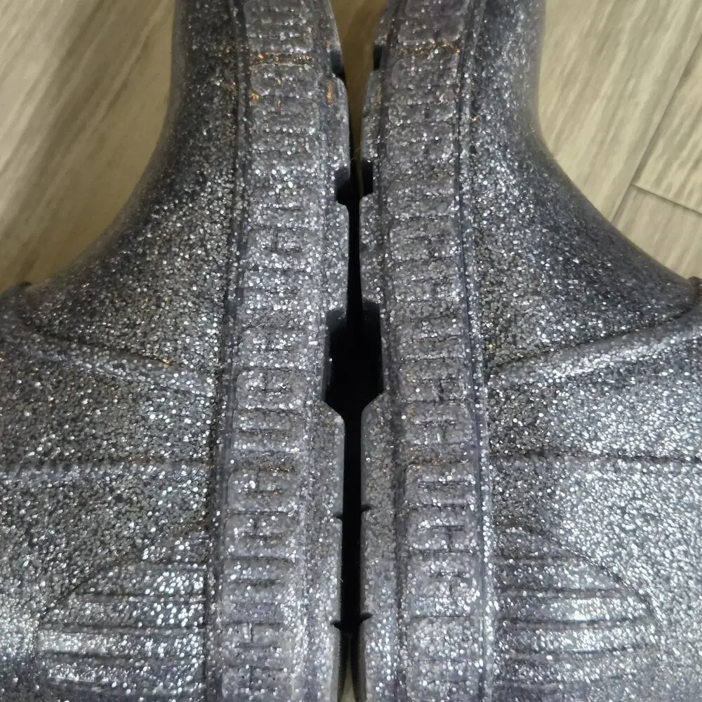US 5 Ugg Silver Glitter Rain Booties Womens